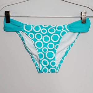 VICTORIA'S SECRET • Teal Blue Polka Dot Tonga Low Rise Bikini Bottom NEW Sz S